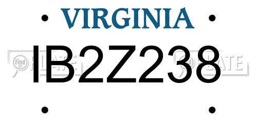 IB2Z238 Virginia License Plate