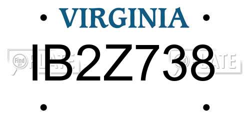 IB2Z738 Virginia License Plate