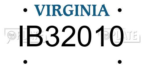 IB32010 Virginia License Plate