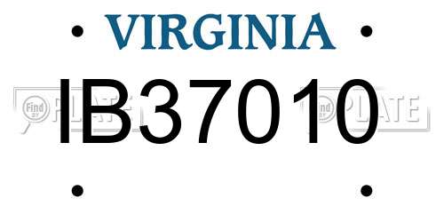 IB37010 Virginia License Plate