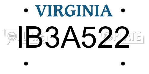IB3A522 Virginia License Plate