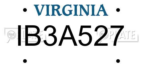 IB3A527 Virginia License Plate