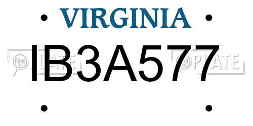 IB3A577 Virginia License Plate