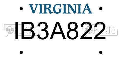 IB3A822 Virginia License Plate