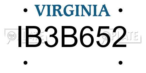 IB3B652 Virginia License Plate