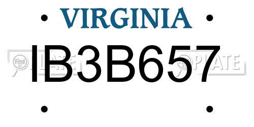 IB3B657 Virginia License Plate