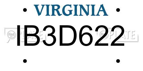IB3D622 Virginia License Plate