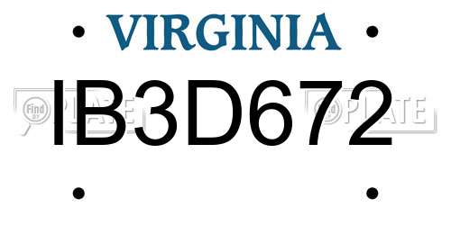 IB3D672 Virginia License Plate