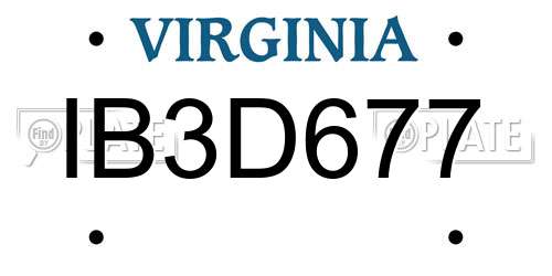 IB3D677 Virginia License Plate