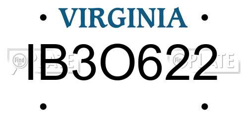 IB3O622 Virginia License Plate