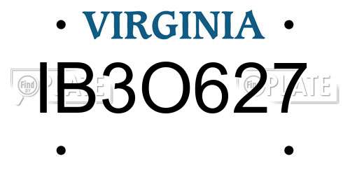 IB3O627 Virginia License Plate