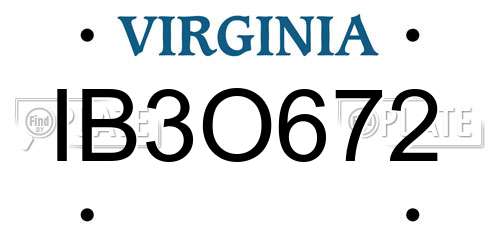 IB3O672 Virginia License Plate