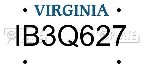 IB3Q627 Virginia License Plate
