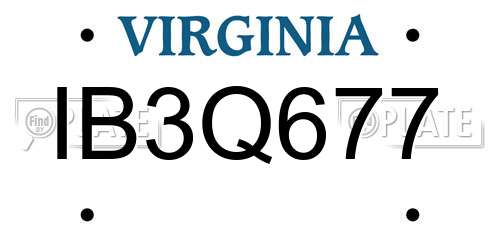 IB3Q677 Virginia License Plate