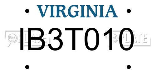 IB3T010 Virginia License Plate