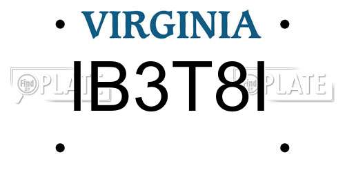IB3T8I Virginia License Plate