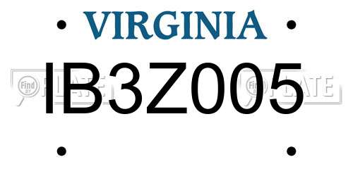 IB3Z005 Virginia License Plate