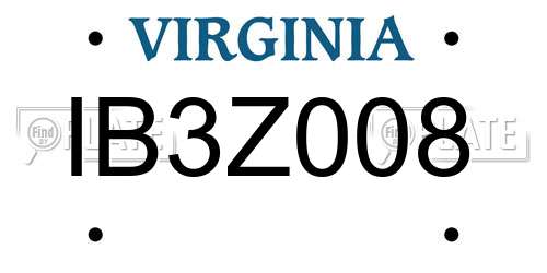 IB3Z008 Virginia License Plate