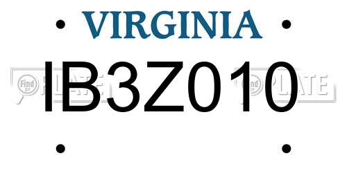 IB3Z010 Virginia License Plate