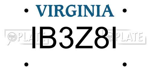 IB3Z8I Virginia License Plate