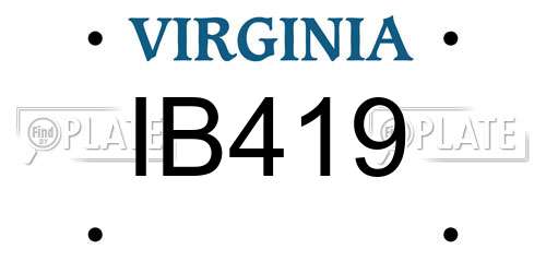 IB419 Virginia License Plate