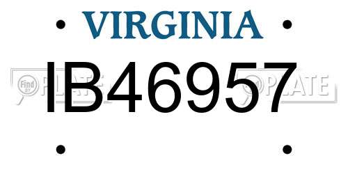 IB46957 Virginia License Plate