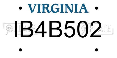 IB4B502 Virginia License Plate