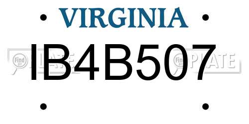 IB4B507 Virginia License Plate