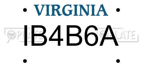 IB4B6A Virginia License Plate