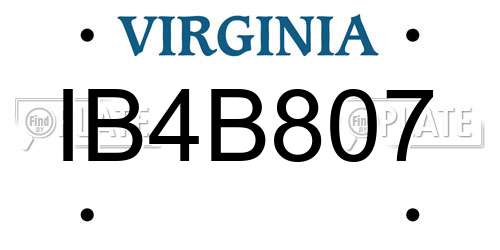 IB4B807 Virginia License Plate