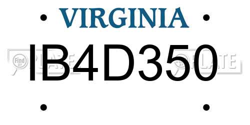 IB4D350 Virginia License Plate