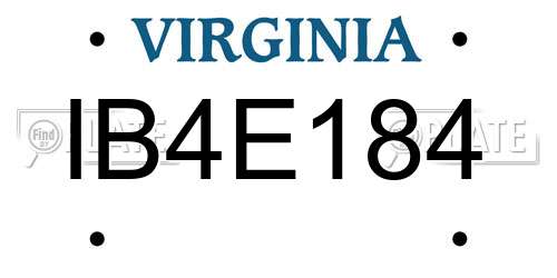 IB4E184 Virginia License Plate