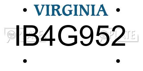IB4G952 Virginia License Plate