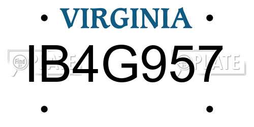 IB4G957 Virginia License Plate