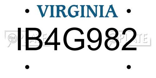 IB4G982 Virginia License Plate