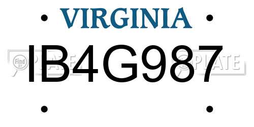 IB4G987 Virginia License Plate