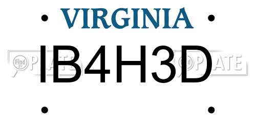 IB4H3D Virginia License Plate
