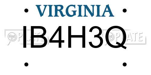 IB4H3Q Virginia License Plate