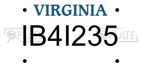 IB4I235 Virginia License Plate