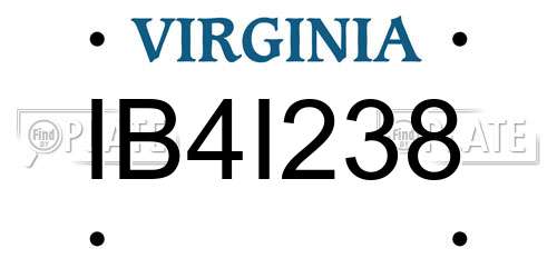 IB4I238 Virginia License Plate