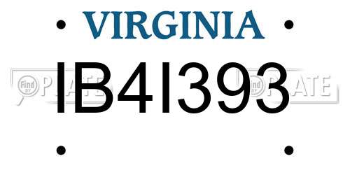 IB4I393 Virginia License Plate