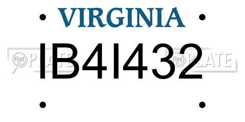 IB4I432 Virginia License Plate
