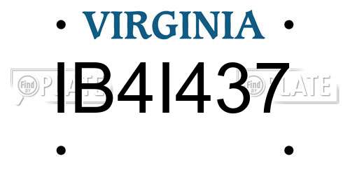 IB4I437 Virginia License Plate