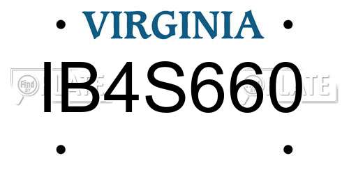 IB4S660 Virginia License Plate