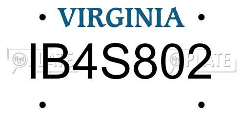IB4S802 Virginia License Plate