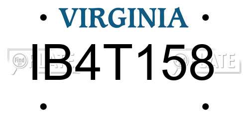 IB4T158 Virginia License Plate