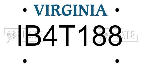 IB4T188 Virginia License Plate
