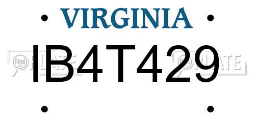 IB4T429 Virginia License Plate