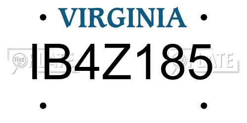 IB4Z185 Virginia License Plate