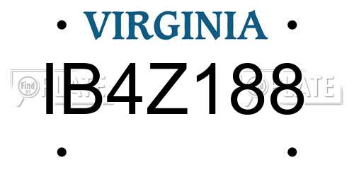 IB4Z188 Virginia License Plate